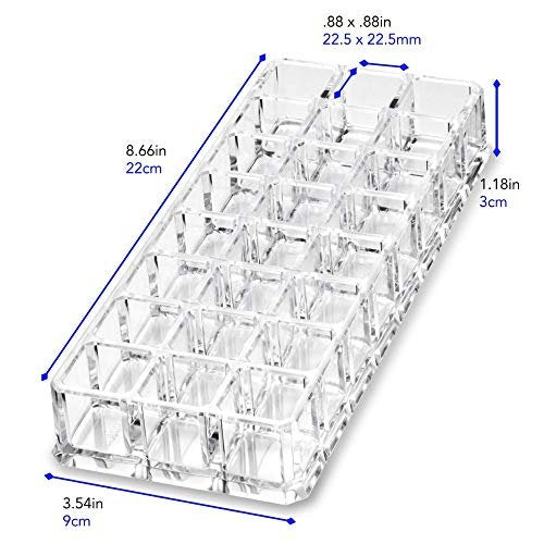 byAlegory Clear Acrylic Lipstick & Lip Gloss Organizer - 48 Space Cosmetic Storage, 2 Piece Set Avelisse