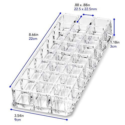 byAlegory Clear Acrylic Lipstick & Lip Gloss Organizer - 48 Space Cosmetic Storage, 2 Piece Set Avelisse
