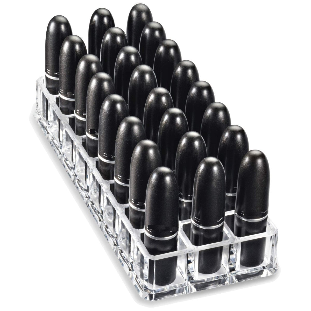 byAlegory Clear Acrylic Lipstick & Lip Gloss Organizer - 48 Space Cosmetic Storage, 2 Piece Set Avelisse