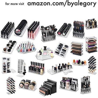 byAlegory Clear Acrylic Lipstick & Lip Gloss Organizer - 48 Space Cosmetic Storage, 2 Piece Set Avelisse