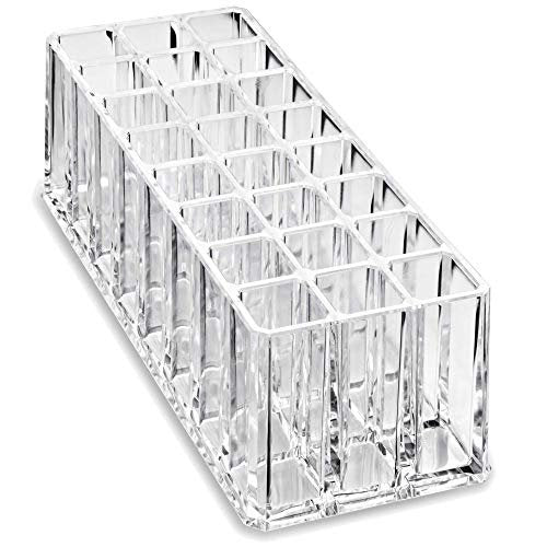 byAlegory Clear Acrylic Lipstick & Lip Gloss Organizer - 48 Space Cosmetic Storage, 2 Piece Set Avelisse
