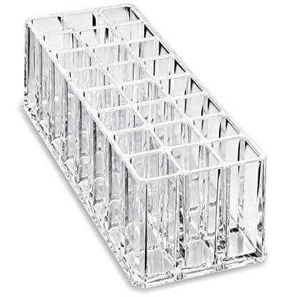 byAlegory Clear Acrylic Lipstick & Lip Gloss Organizer - 48 Space Cosmetic Storage, 2 Piece Set Avelisse