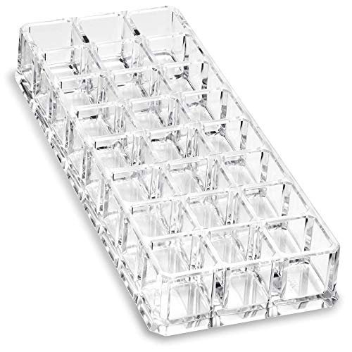 byAlegory Clear Acrylic Lipstick & Lip Gloss Organizer - 48 Space Cosmetic Storage, 2 Piece Set Avelisse