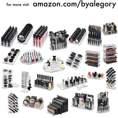 byAlegory Clear Acrylic Lipstick & Lip Gloss Organizer - 48 Space Cosmetic Storage, 2 Piece Set Avelisse