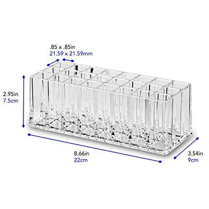 byAlegory Clear Acrylic Lipstick & Lip Gloss Organizer - 48 Space Cosmetic Storage, 2 Piece Set Avelisse