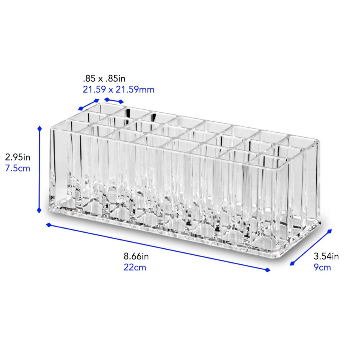 byAlegory Clear Acrylic Lipstick & Lip Gloss Organizer - 48 Space Cosmetic Storage, 2 Piece Set Avelisse
