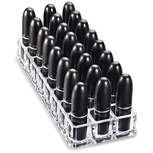 byAlegory Clear Acrylic Lipstick & Lip Gloss Organizer - 48 Space Cosmetic Storage, 2 Piece Set Avelisse