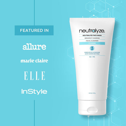 Neutralyze Moderate to Severe Acne Face Wash 2.0 – Maximum Strength 2% Mandelic Acid & 2% Salicylic Acid Facial Cleanser for Acne Prone Skin, 5 FL OZ