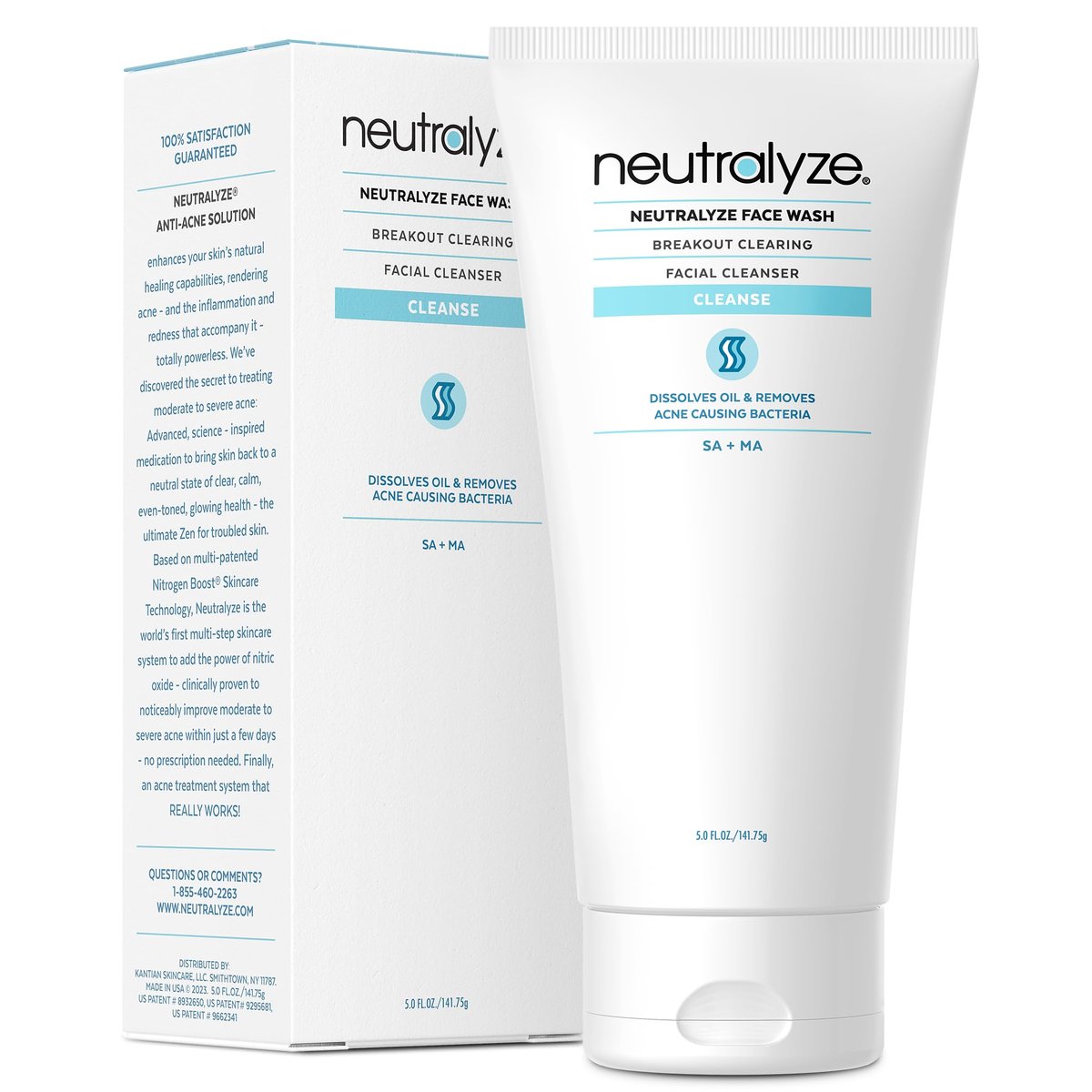 Neutralyze Moderate to Severe Acne Face Wash 2.0 – Maximum Strength 2% Mandelic Acid & 2% Salicylic Acid Facial Cleanser for Acne Prone Skin, 5 FL OZ - görsel 1