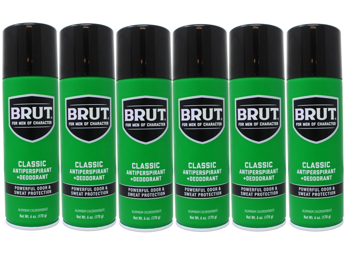 Brut Classic Scent Antiperspirant Deodorant Aerosol Spray, 6 oz (Pack of 6) - Long-Lasting Odor Protection with Classic Fragrance Avelisse