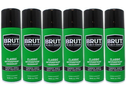 Brut Classic Scent Antiperspirant Deodorant Aerosol Spray, 6 oz (Pack of 6) - Long-Lasting Odor Protection with Classic Fragrance Avelisse