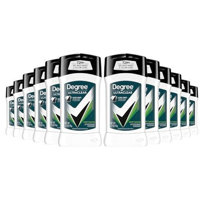 Degree Men UltraClear Antiperspirant Deodorant Black+White, 72-Hour Sweat and Odor Protection, MotionSense Technology, 2.7 oz (Pack of 12) Avelisse