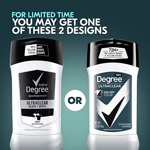 Degree Men UltraClear Antiperspirant Deodorant Black+White, 72-Hour Sweat and Odor Protection, MotionSense Technology, 2.7 oz (Pack of 12) Avelisse