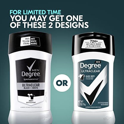 Degree Men UltraClear Antiperspirant Deodorant Black+White, 72-Hour Sweat and Odor Protection, MotionSense Technology, 2.7 oz (Pack of 12) Avelisse