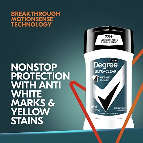 Degree Men UltraClear Antiperspirant Deodorant Black+White, 72-Hour Sweat and Odor Protection, MotionSense Technology, 2.7 oz (Pack of 12) Avelisse