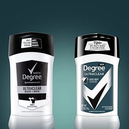 Degree Men UltraClear Antiperspirant Deodorant Black+White, 72-Hour Sweat and Odor Protection, MotionSense Technology, 2.7 oz (Pack of 12) Avelisse