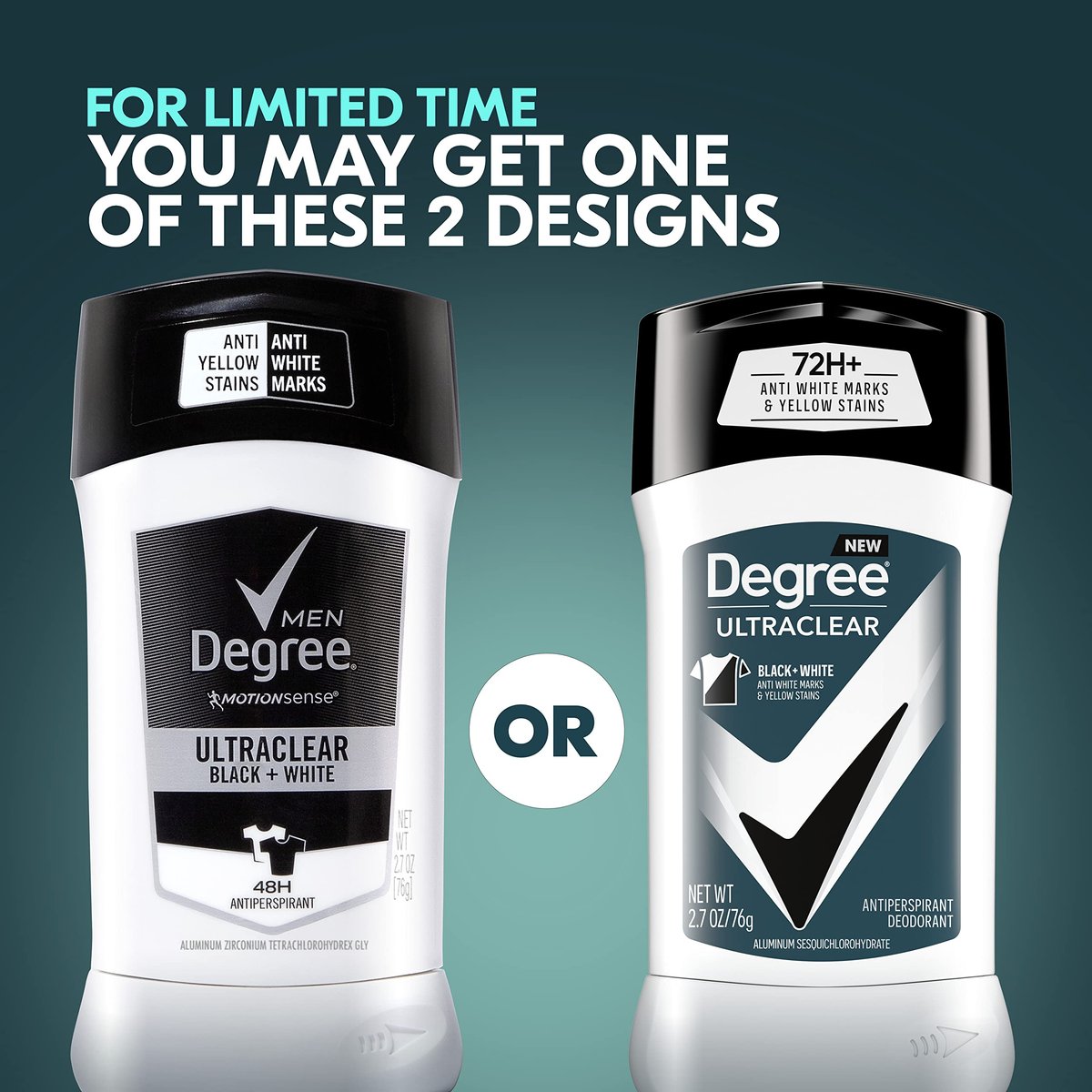 Degree Men UltraClear Antiperspirant Deodorant Black+White, 72-Hour Sweat and Odor Protection, MotionSense Technology, 2.7 oz (Pack of 12) Avelisse
