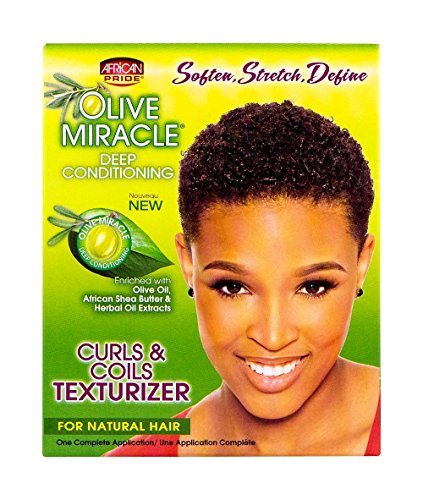 African Pride Olive Miracle Curls & Coils Texturizer Kit - Aloe Vera, Castor Oil & Biotin for Defined, Conditioned Hair - görsel 2