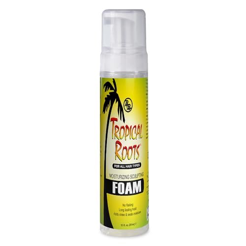 Bronner Bros Tropical Roots Moisturizing Sculpting Foam - Hydrating & Nourishing Hair Foam with Vitamin E, B5, Guava & Pomegranate Extracts - Long-Lasting Hold, No Flaking or Build-Up - 8.5 oz - görsel 1