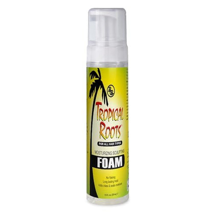 Bronner Bros Tropical Roots Moisturizing Sculpting Foam - Hydrating & Nourishing Hair Foam with Vitamin E, B5, Guava & Pomegranate Extracts - Long-Lasting Hold, No Flaking or Build-Up - 8.5 oz