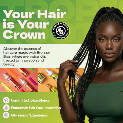 Bronner Bros Tropical Roots Moisturizing Sculpting Foam - Hydrating & Nourishing Hair Foam with Vitamin E, B5, Guava & Pomegranate Extracts - Long-Lasting Hold, No Flaking or Build-Up - 8.5 oz