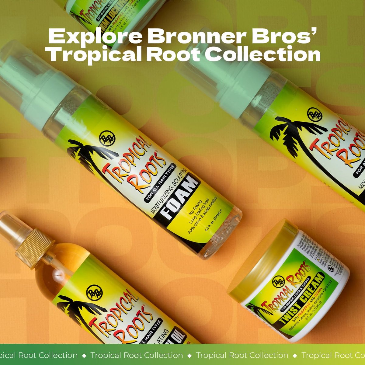 Bronner Bros Tropical Roots Moisturizing Sculpting Foam - Hydrating & Nourishing Hair Foam with Vitamin E, B5, Guava & Pomegranate Extracts - Long-Lasting Hold, No Flaking or Build-Up - 8.5 oz - görsel 12