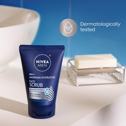 NIVEA MEN Maximum Hydration Face Scrub with Provitamin B5 and Aloe Vera, Exfoliating Face Wash, 4.4 oz Tube (Pack of 3) Avelisse