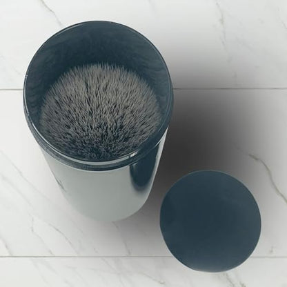 G.B.S Synthetic Shaving Brush with Travel Tube – Professional Wet Shaving Kit, Vegan Bristles, 23mm Black