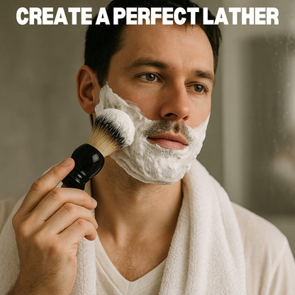 G.B.S Synthetic Shaving Brush with Travel Tube – Professional Wet Shaving Kit, Vegan Bristles, 23mm Black