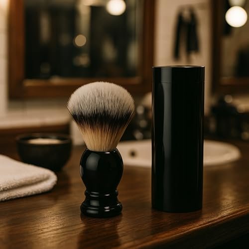 G.B.S Synthetic Shaving Brush with Travel Tube – Professional Wet Shaving Kit, Vegan Bristles, 23mm Black - görsel 8