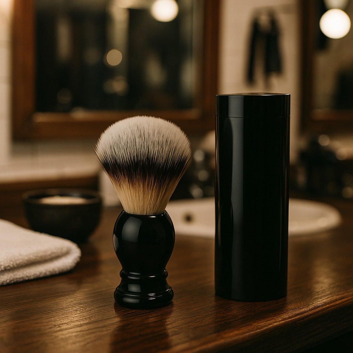 G.B.S Synthetic Shaving Brush with Travel Tube – Professional Wet Shaving Kit, Vegan Bristles, 23mm Black - görsel 7