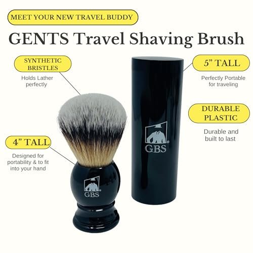 G.B.S Synthetic Shaving Brush with Travel Tube – Professional Wet Shaving Kit, Vegan Bristles, 23mm Black - görsel 4