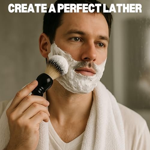 G.B.S Synthetic Shaving Brush with Travel Tube – Professional Wet Shaving Kit, Vegan Bristles, 23mm Black - görsel 6