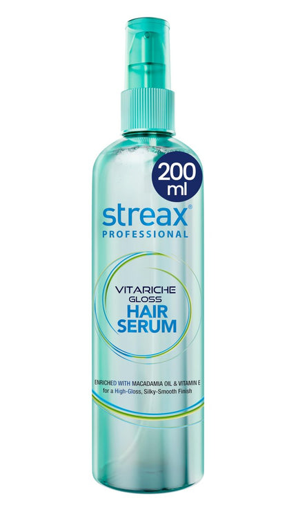 Streax Professional Vitariche Gloss Hair Serum – 200 ml (6.76 Fl Oz) for Silky, Shiny Hair