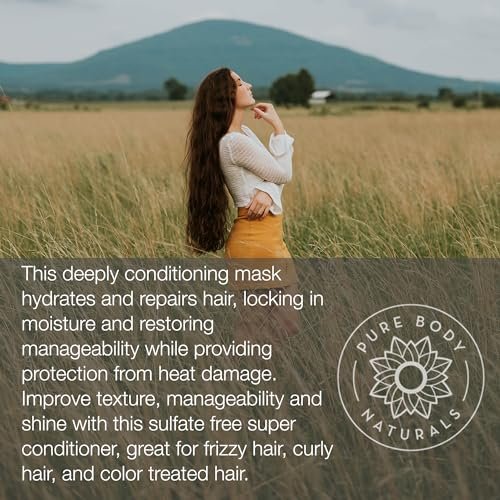 Pure Body Naturals Coconut Oil Hair Mask – Deep Conditioning Treatment for Dry, Damaged & Color Treated Hair – Sulfate Free Hair Conditioner – 8.8 Fl Oz Avelisse