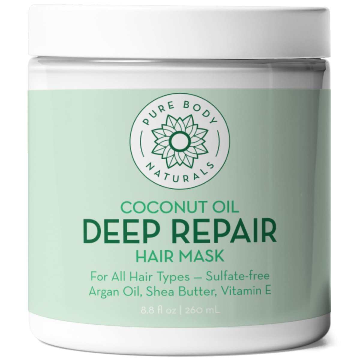 Pure Body Naturals Coconut Oil Hair Mask – Deep Conditioning Treatment for Dry, Damaged & Color Treated Hair – Sulfate Free Hair Conditioner – 8.8 Fl Oz Avelisse