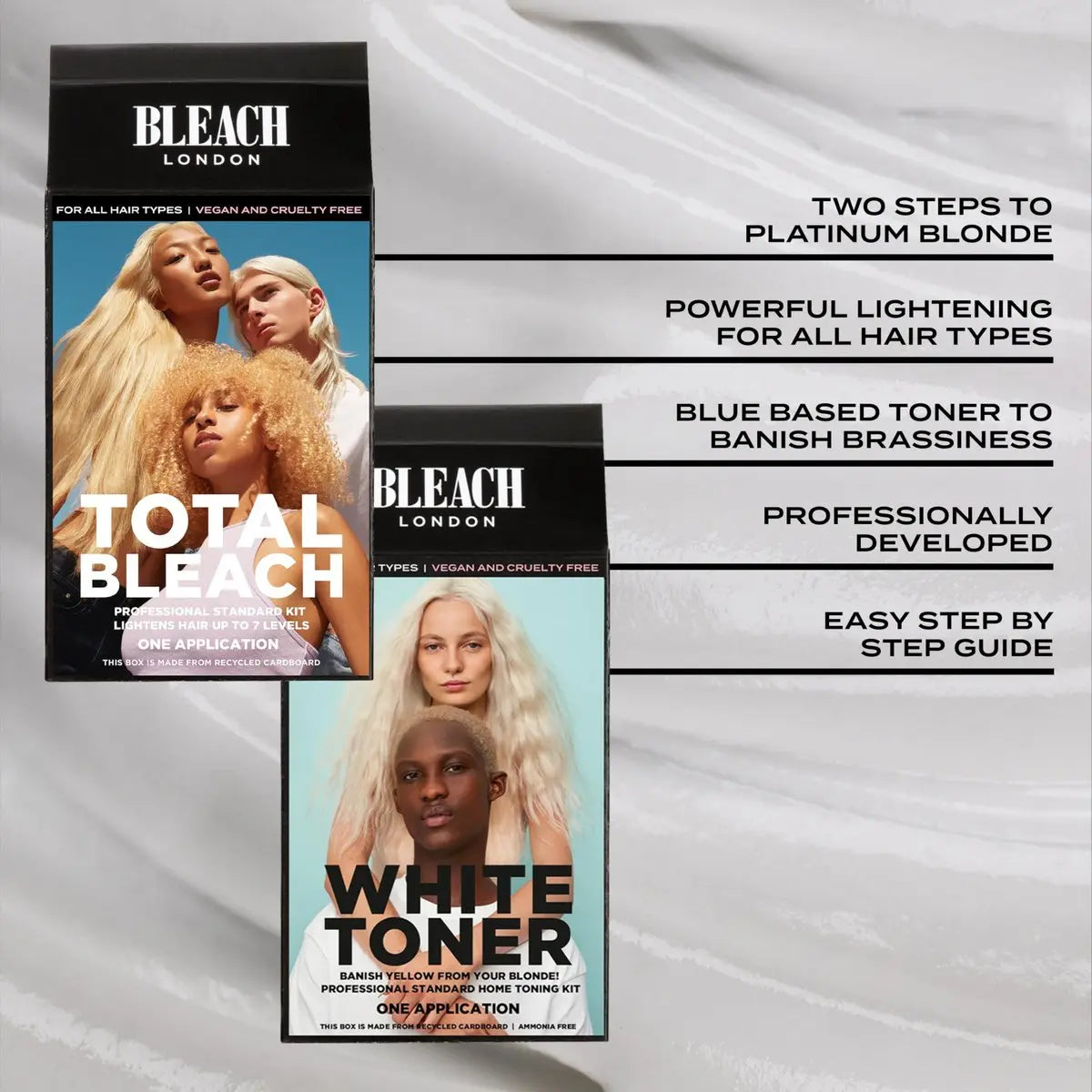 Bleach London White Toner Kit & Total Bleach Kit – Complete Hair Bleaching and Toning Set Avelisse