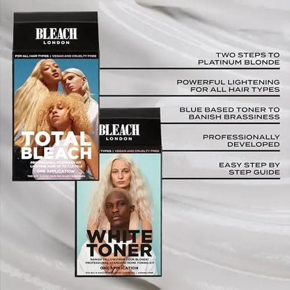 Bleach London White Toner Kit & Total Bleach Kit – Complete Hair Bleaching and Toning Set Avelisse
