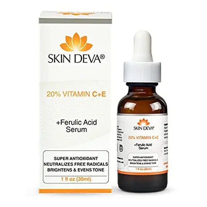 Skin Deva 20% Vitamin C Serum Anti Aging with Hyaluronic Acid & Vitamin E Ferulic Acid - Brightening Formula for Improving Appearance of Dark Spots, Fine Lines & Wrinkles - All Skin Types, 1 fl oz Avelisse