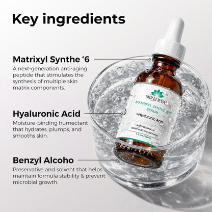 SKIN DEVA Matrixyl Synthe 6 Hyaluronic Acid Anti-Aging Serum – Hydrating Face Serum with Pore-Minimizing Benefits, 1 Fl Oz