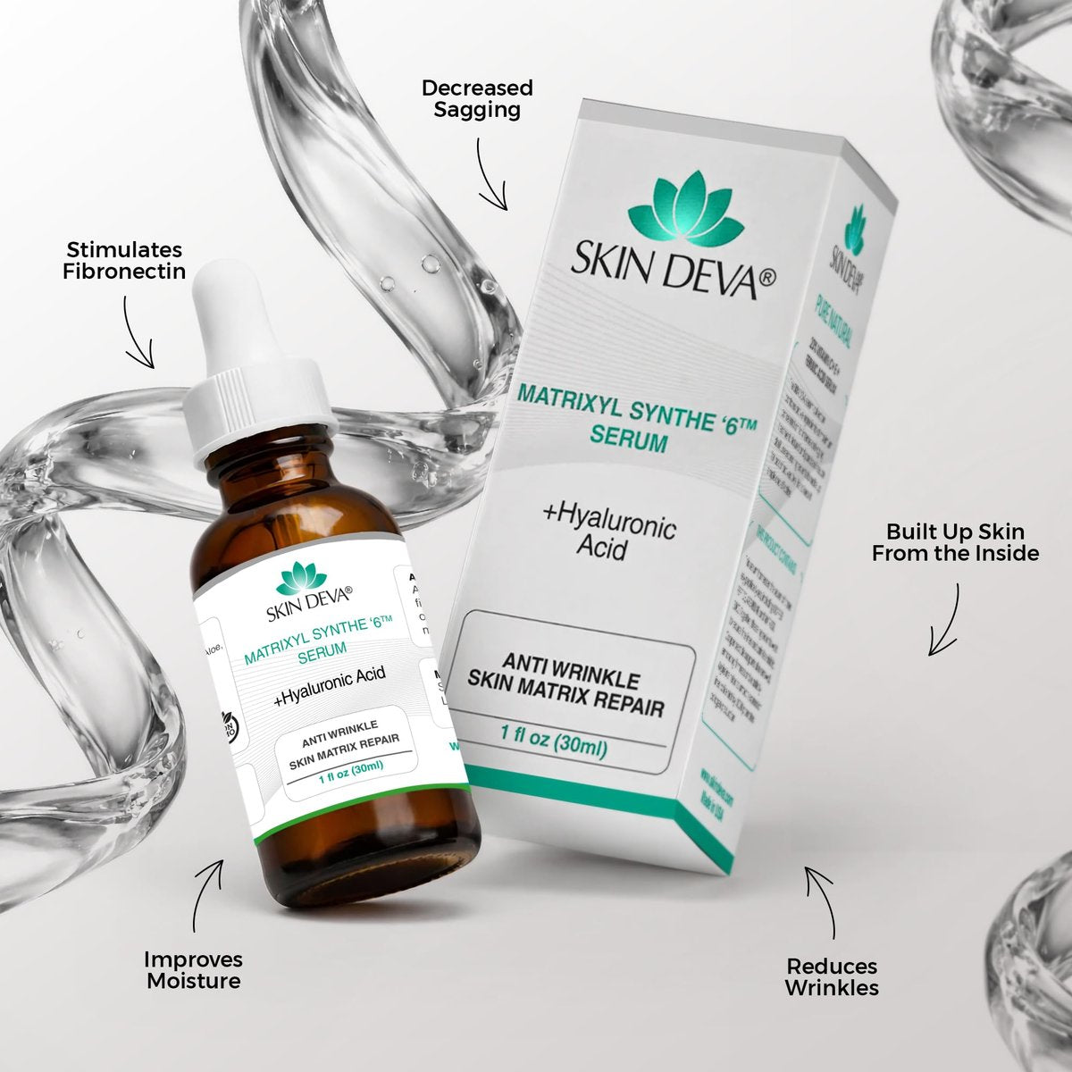 SKIN DEVA Matrixyl Synthe 6 Hyaluronic Acid Anti-Aging Serum – Hydrating Face Serum with Pore-Minimizing Benefits, 1 Fl Oz - görsel 3