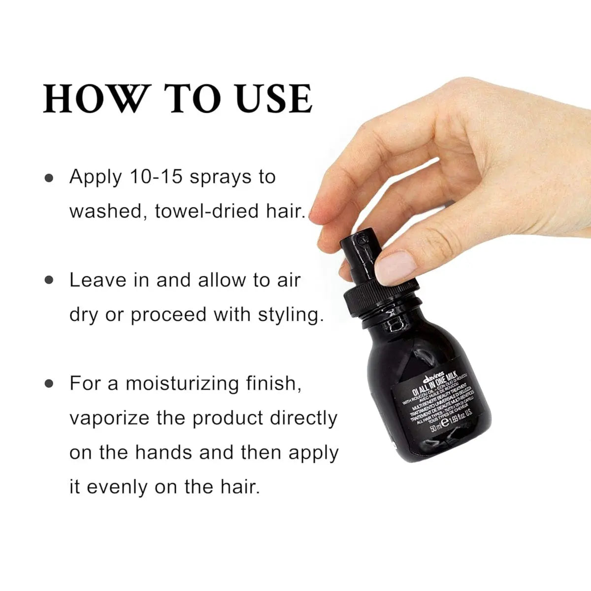 Davines OI All In One Milk Leave-In Conditioner Spray - Heat Protectant, Detangler & Frizz Control - Travel Size 1.69 oz Avelisse
