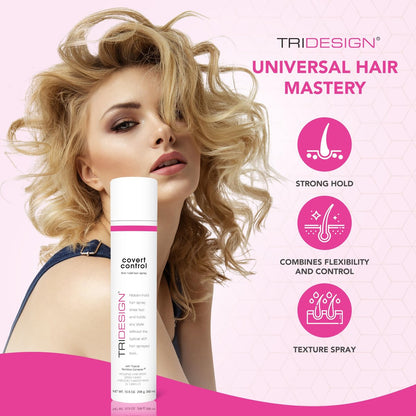 Covert Control Fast-Drying Hairspray - Strong Hold & Hidden Control for Women and Men, 10.5 oz Avelisse
