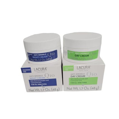 Lacura Q10 Anti-Wrinkle Day & Night Face Cream Set with Bioflavonoid and Retinol Complex – 1.7 oz Each, Dermatologist Tested, All Skin Types Avelisse