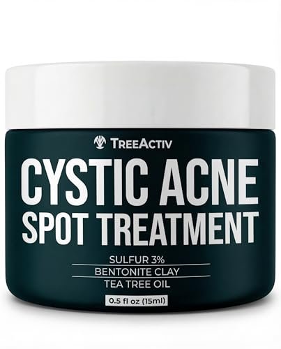 TreeActiv Cystic Acne Spot Treatment Paste with Sulfur, Bentonite Clay, and Tea Tree Oil - Deep Breakouts, 20-Minute or Overnight Application, 0.5 oz Avelisse