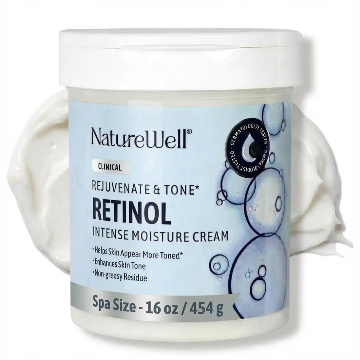 NATURE WELL Clinical Retinol Intense Moisture Cream - Anti-Aging Firming Cream for Face & Body, Hydrating & Nourishing Lotion, 16 Oz Avelisse