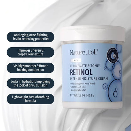 NATURE WELL Clinical Retinol Intense Moisture Cream - Anti-Aging Firming Cream for Face & Body, Hydrating & Nourishing Lotion, 16 Oz Avelisse