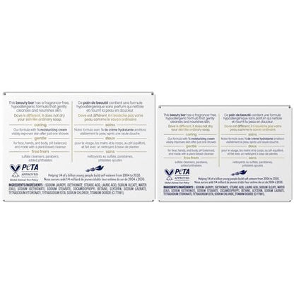 Dove Beauty Bar Soap, Sensitive Skin 2-Size Variety 3-Pack – Hypoallergenic, Fragrance-Free Moisturizing Cream Bar for Soft, Smooth Skin