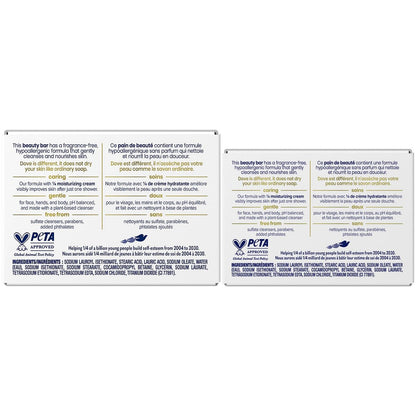 Dove Beauty Bar Soap, Sensitive Skin 2-Size Variety 3-Pack – Hypoallergenic, Fragrance-Free Moisturizing Cream Bar for Soft, Smooth Skin