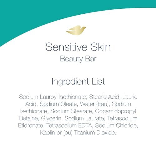 Dove Bar Soap for Sensitive Skin, 3.15 oz (Pack of 4) - Gentle Moisturizing Cleanser Avelisse